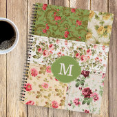 Patchwork Rose Custom Monogram Journal Notebook Notizblock