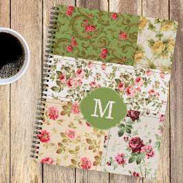 Patchwork Rose Custom Monogram Journal Notebook Notizblock