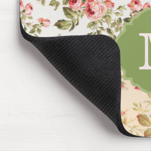 Patchwork Rose Custom Monogram Mousepad (Ecke)