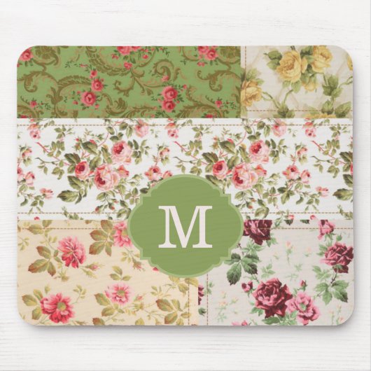 Patchwork Rose Custom Monogram Mousepad (Vorne)