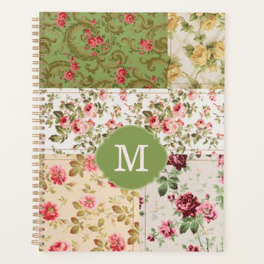Patchwork Rose Custom Monogram Planner Planer (Vorderseite)