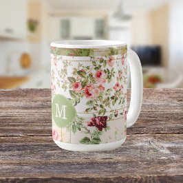 Patchwork Rose Custom Monogram Tee Kaffeetasse