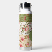 Patchwork Rose Custom Monogram Trinkflasche (Vorderseite)