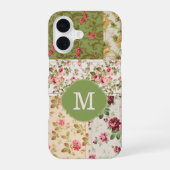 Patchwork-Rose mit individuellem Monogramm iPhone 16 Hülle (Rückseite)