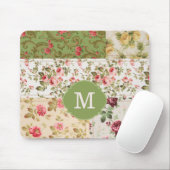 Patchwork-Rose mit individuellem Monogramm Mousepad (Mit Mouse)