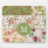 Patchwork-Rose mit individuellem Monogramm Mousepad (Vorne)