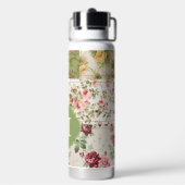 Patchwork-Rose mit individuellem Monogramm Trinkflasche (Hinten)