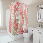 Patchwork-Rose: nahtloses Musterdesign. Duschvorhang (Beispiel)