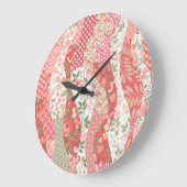 Patchwork-Rose: nahtloses Musterdesign. Große Wanduhr (Winkel)