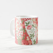 Patchwork-Rose: nahtloses Musterdesign. Kaffeetasse (Vorderseite Links)