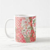Patchwork-Rose: nahtloses Musterdesign. Kaffeetasse (Links)