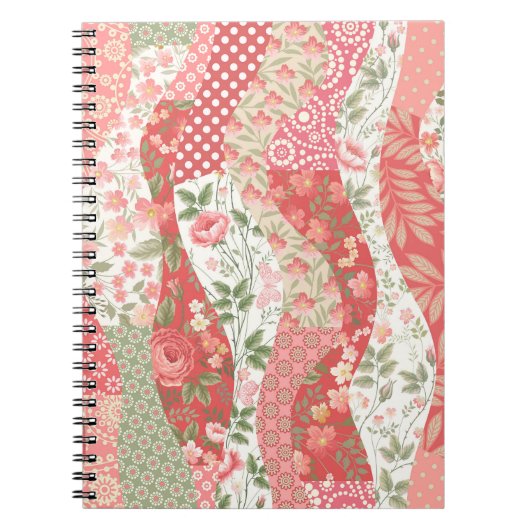 Patchwork-Rose: nahtloses Musterdesign. Notizblock (Vorderseite)