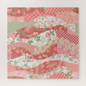 Patchwork-Rose: nahtloses Musterdesign. Puzzle (Horizontal)