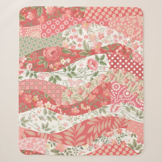 Patchwork-Rose: nahtloses Musterdesign. Sherpadecke (Vorderseite)