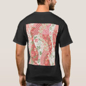 Patchwork-Rose: nahtloses Musterdesign. T-Shirt (Rückseite)