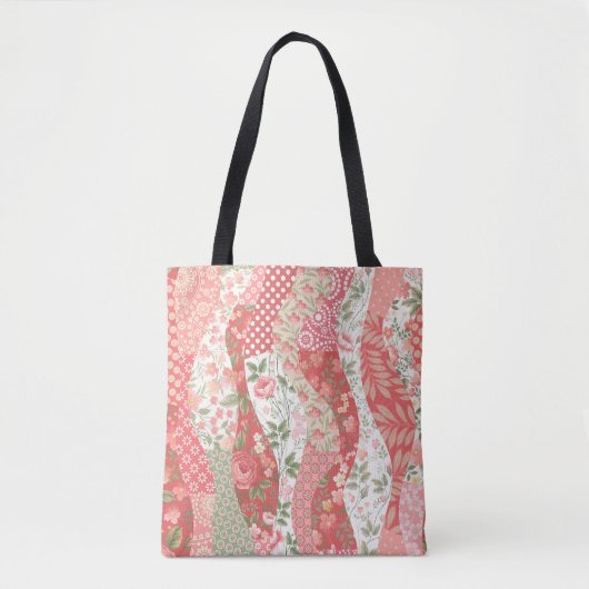 Patchwork-Rose: nahtloses Musterdesign. Tasche (Vorderseite)