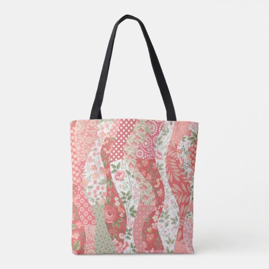 Patchwork-Rose: nahtloses Musterdesign. Tasche (Rückseite)
