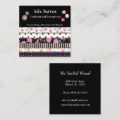 Patchwork-Rose Streifen Polka Dots Seamstress Squa Quadratische Visitenkarte (Vorne/Hinten)