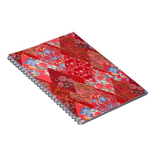 Patchwork, rot, roter Patchwork Notizblock (Rechte Seite)