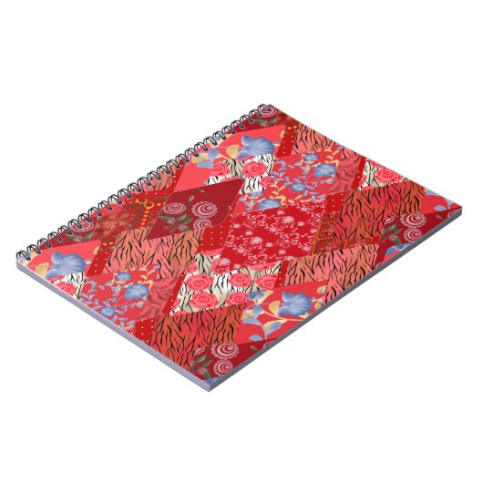 Patchwork, rot, roter Patchwork Notizblock (Linke Seite)