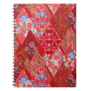Patchwork, rot, roter Patchwork Notizblock