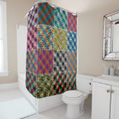 Patchwork Rough Leinwand Squares Vintag Duschvorhang (Beispiel)