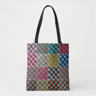 Patchwork Rough Leinwand Squares Vintag Tasche