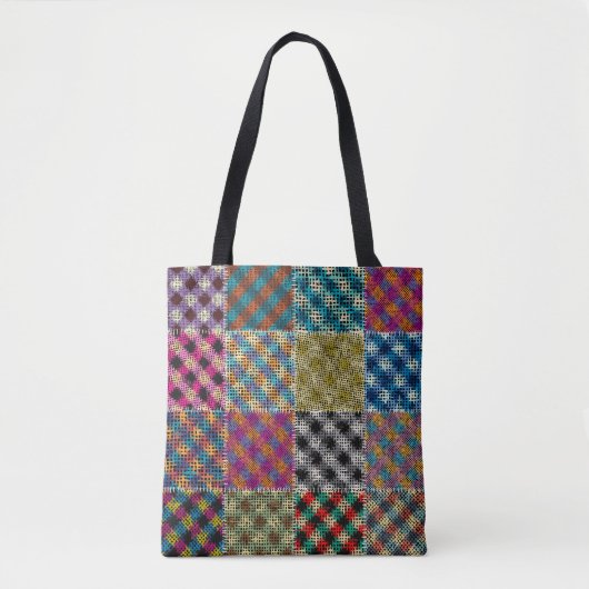 Patchwork Rough Leinwand Squares Vintag Tasche (Vorderseite)
