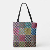 Patchwork Rough Leinwand Squares Vintag Tasche (Rückseite)