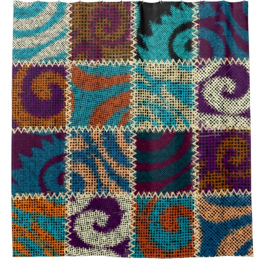 Patchwork Rough Leinwand Vintag Imitation Duschvorhang (Vorderseite)