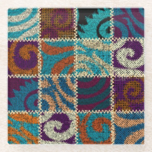 Patchwork Rough Leinwand Vintag Imitation Glasuntersetzer (Vorderseite)