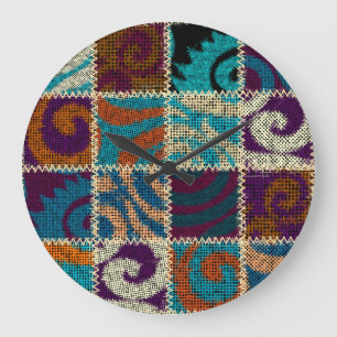 Patchwork Rough Leinwand Vintag Imitation Große Wanduhr