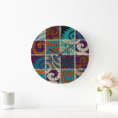 Patchwork Rough Leinwand Vintag Imitation Große Wanduhr (Zuhause)