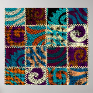 Patchwork Rough Leinwand Vintag Imitation Poster