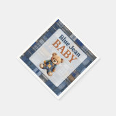 Patchwork Rustic Denim Bär Blaue Jeans Baby-Party Serviette (Ecke)