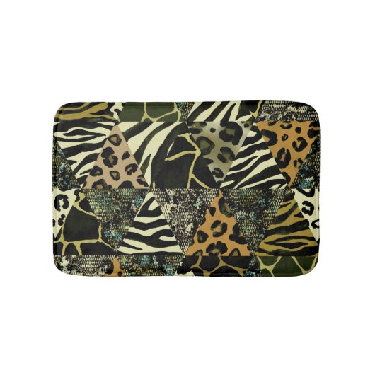 Patchwork Safari: Aquarell Animal Print. Badematte (Vorderseite)