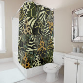 Patchwork Safari: Aquarell Animal Print. Duschvorhang (Beispiel)