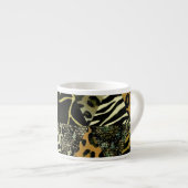Patchwork Safari: Aquarell Animal Print. Espressotasse (Vorderseite Rechts)