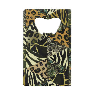 Patchwork Safari: Aquarell Animal Print. Geldbeutel Flaschenöffner