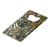 Patchwork Safari: Aquarell Animal Print. Geldbeutel Flaschenöffner (Vorderseite Schrägansicht)