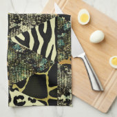 Patchwork Safari: Aquarell Animal Print. Geschirrtuch (Viertel Falte)