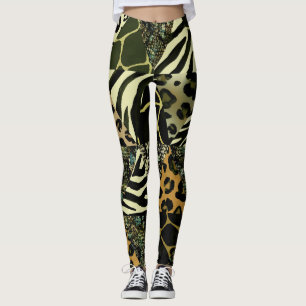 Patchwork Safari: Aquarell Animal Print. Leggings