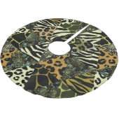 Patchwork Safari: Aquarell Animal Print. Polyester Weihnachtsbaumdecke (Schrägansicht)