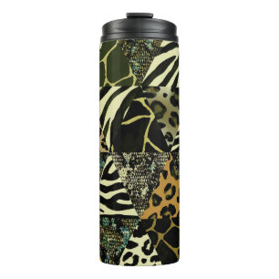 Patchwork Safari: Aquarell Animal Print. Thermosbecher