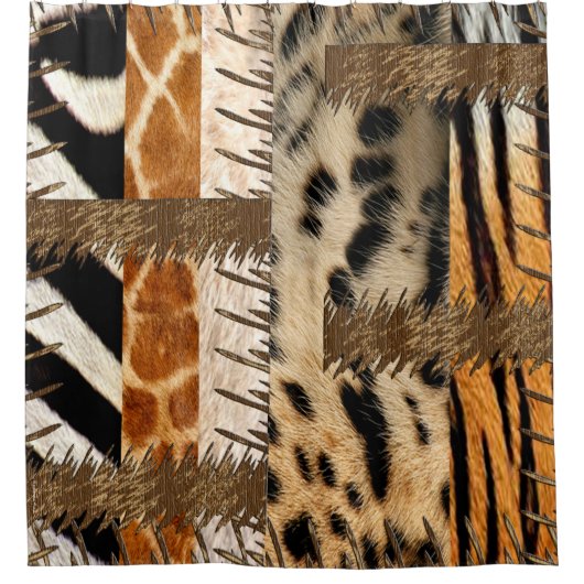 "Patchwork Safari Chic" Duschvorhang (Vorderseite)