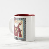 Patchwork-Sankt-Land-WeihnachtsTasse Zweifarbige Tasse (Vorderseite Links)