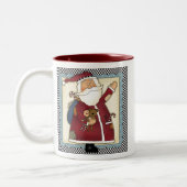 Patchwork-Sankt-Land-WeihnachtsTasse Zweifarbige Tasse (Links)