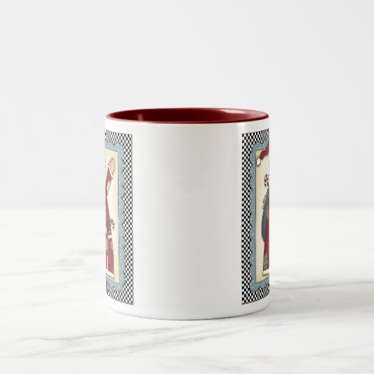 Patchwork-Sankt-Land-WeihnachtsTasse Zweifarbige Tasse (Mittel)