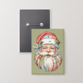 Patchwork Santa Claus Christmas Retro Button (Vorderseite/Rückseite)