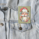 Patchwork Santa Claus Christmas Retro Button (Insitu)